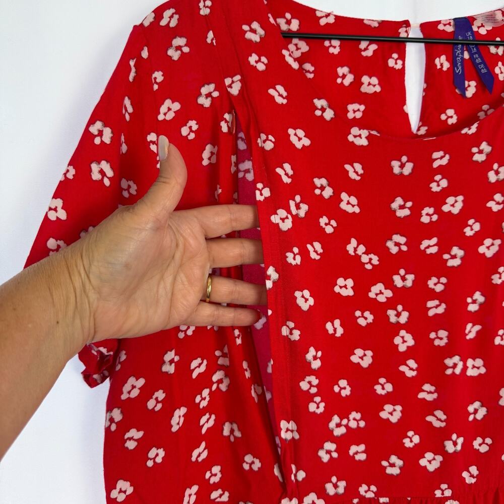 SERAPHINE Nursing Blouse Top Red White Polka Dot Size 14 New Mom Maternity - Picture 6 of 13